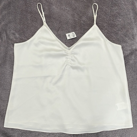 NWT Express Satin Ruched Front Cami, Cream- Size L - Picture 1 of 9